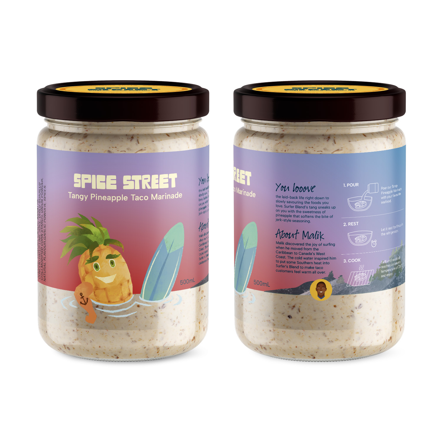 Tangy Caribbean and Mexican fusion marinade package design